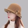 Woolen Bucket Hat Women's Autumn and Winter Bow Korean Version Versatile Japanese Dome Basin Hat British Retro Top Hat Tide