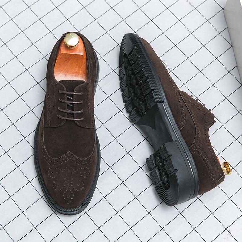 Pánské společenské kožené boty Módní kancelářské Derby boty Klasické ležérní Business Svatba Luxusní designové boty Pánské semišové formální boty