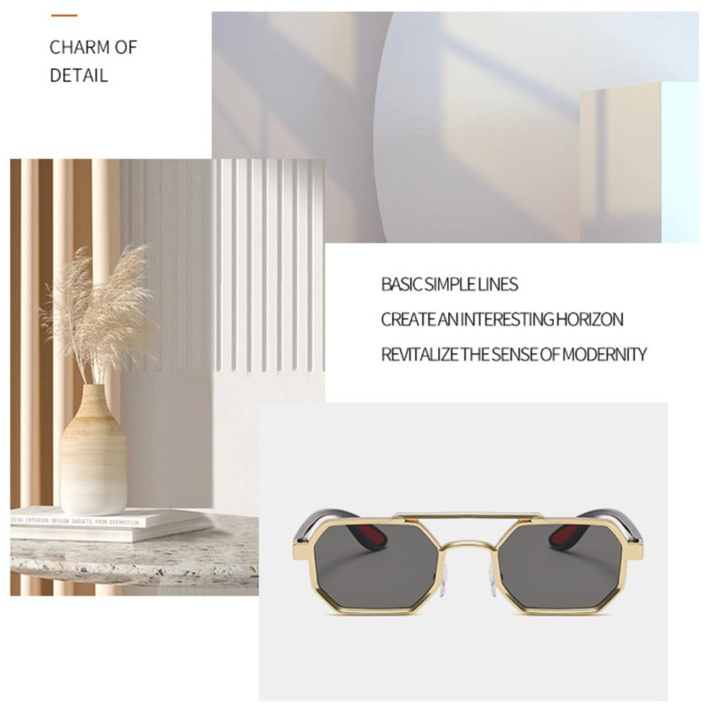Street Wear Polygon Sunglasses Metal Eyewear Retro Double Bridge Sun Glasses