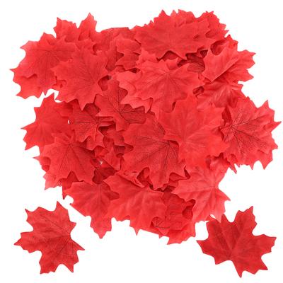 100PcsBolsa Hojas de Arce Artificiales para Acción de Gracias Hoja de Otoño Decoración de Mesa para Fiesta de Boda Rojo