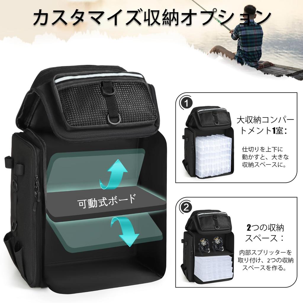 Fishing Backpack with Rod Holders 45L Large Waterproof Fishing Bag for Outdoor Camping and Hiking - (Bag Only)