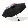 Colorful Sugar Skull Stained Wall Art DecorUmbrella, Portable 3-Fold Compact Umbrella for Men & Women Gift