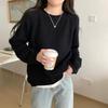 Autumn and Winter New Korean Version of Curled Edge Round Neck Knitted Sweater Women's Soft Waxy Loose Inner Lazy Sweater