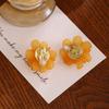 French Sweet Three-Dimensional Flower Ear Clips, Niche Temperament, High-End Earrings, Summer Fairy Small Fresh Earrings