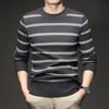 Men's Striped Knitwear: 2025 Autumn/Winter Collection - Stretchy, Thick, Versatile, Casual Round Neck Base Layer