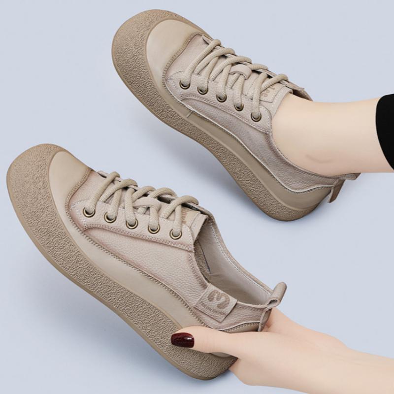 Damskie Casualowe Skórzane Sneakersy Wiosenne i Jesienne Sneakersy Retro Buty Podróżne Buty do Wszystkiego