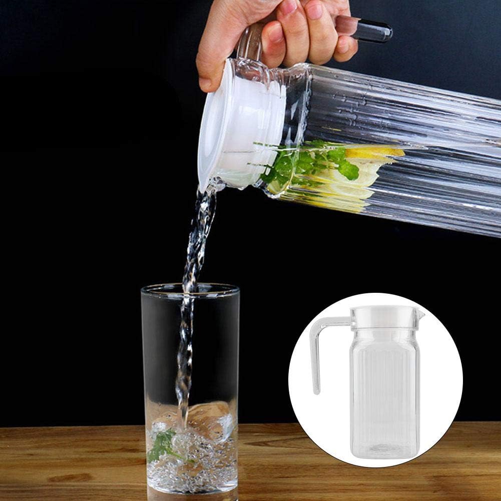 Fdit Acrylic Transparent Juice Bottle Striped Water Ice Cold Juice Jug with Lid Great for Homemade Juice & Cold Tea or for Milk Bottles Reusable