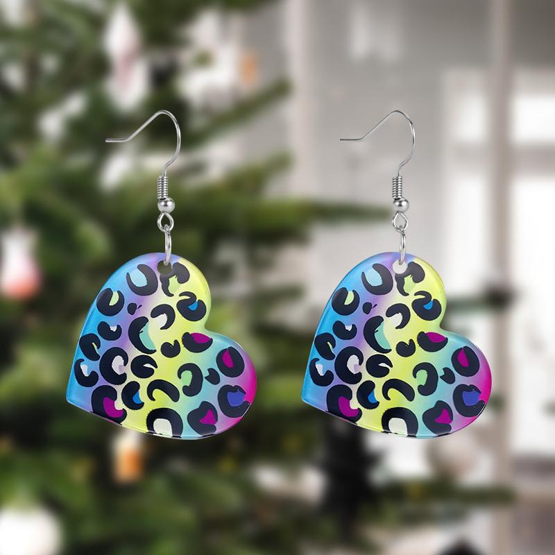 Y2K Love Heart Pattern Acrylic Drop Earrings for Women Girls Colorful Peach Heart LGBT Stud Earrings Lover Jewelry Christams Valentine's Day Gifts