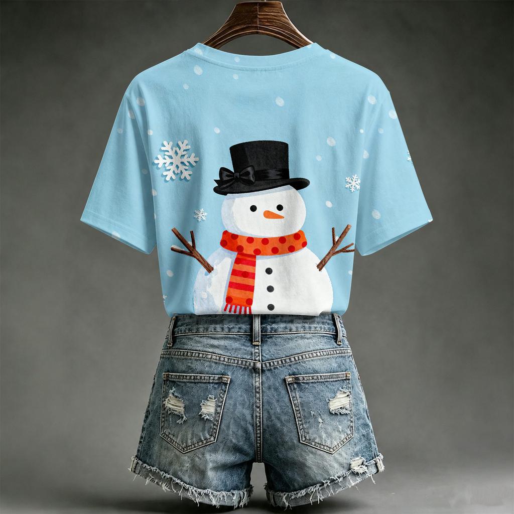 Women's Casual Short Sleeve Christmas Print T-Shirt