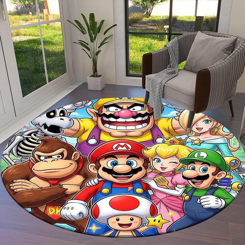 Super Mario Round Area Rug Carpet Rug For Living Room Bedroom Sofa Playroom Decor Nonslip Floor Mat