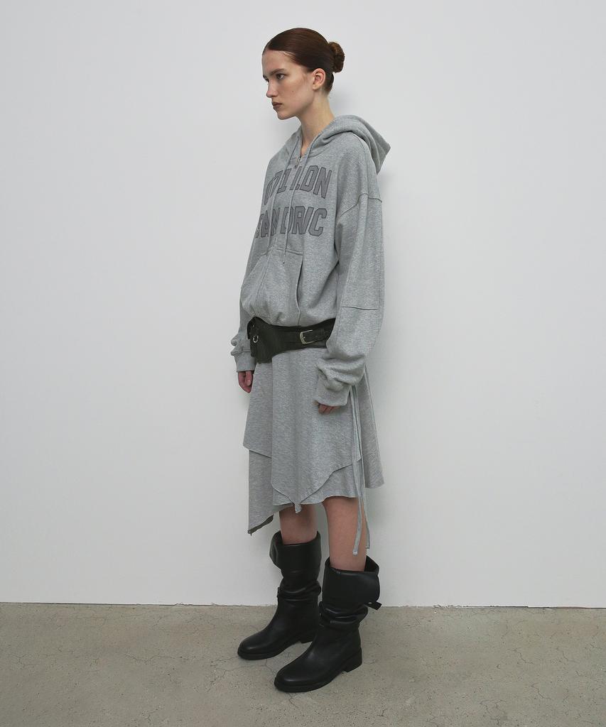 Saendeulig Unbalanced String Midi Skirt_Melange Gray