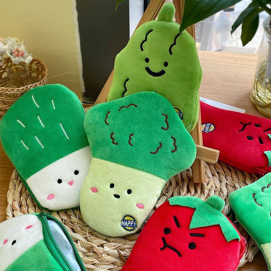 Plush Vegetable Shape Coin Purse With Data Cable Organizer For Kids And Teens