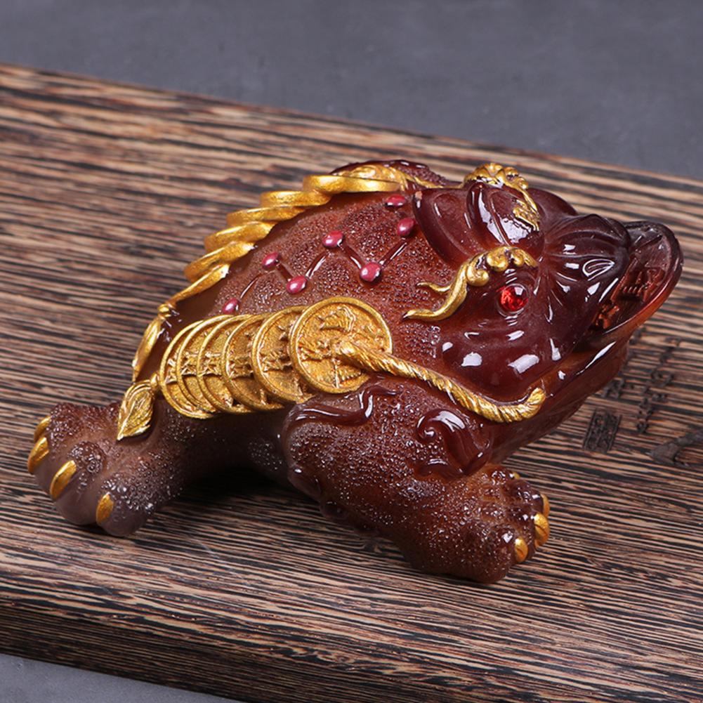 Lucky Toad Figurine Color Changing Resin Toad Tea Pet Ornament for Home Office Desk Decor Wealth Kung Fu Tea Set Ceremony