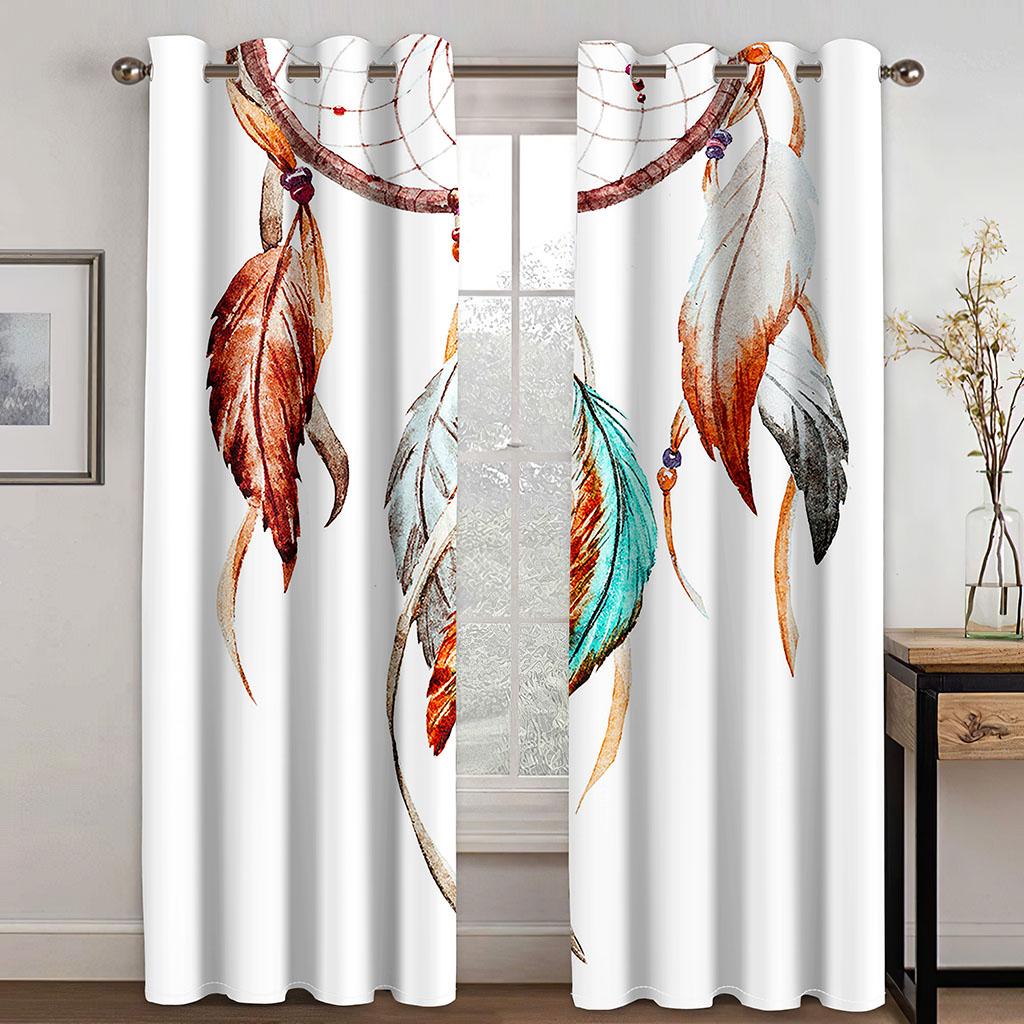 Kawaii Dream Catcher Printed Woven Curtains  Two Independent Curtains On The Left and Right Blackout Curtains for Bedrooms