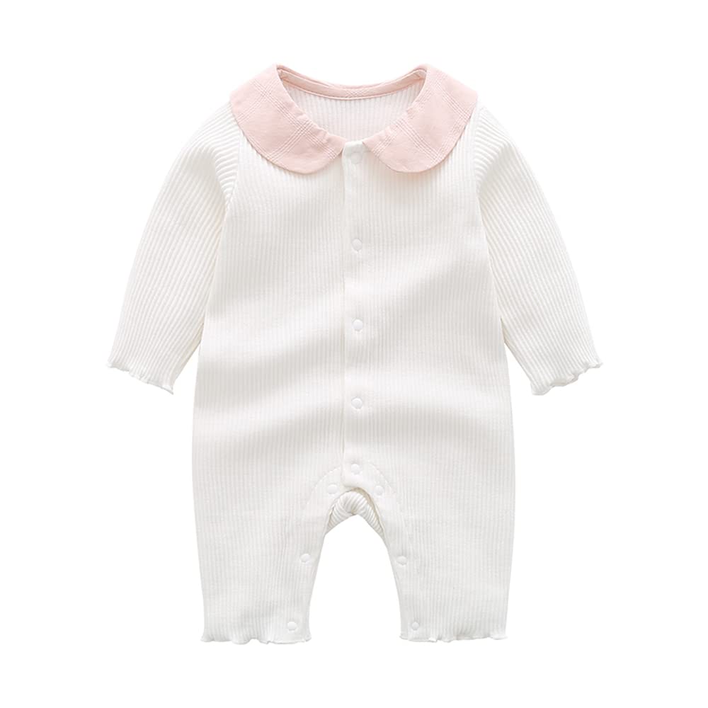 Baby Clothes Long Sleeve Romper for Girls and Boys Newborn Coveralls Newborn Pajamas Preparing for Maternity Jacquard Underwear Plain with Collar