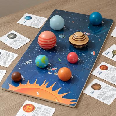 Hračky pro rané vzdělávání dětí Puzzle s osmi planetami Vesmír pro poznávání Planety sluneční soustavy Dřevěná třídicí deska
