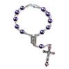 QIGO Car Rosary  One Decade Imitation Pearl Glass Beads Cross Pendant Bracelets For Men Women