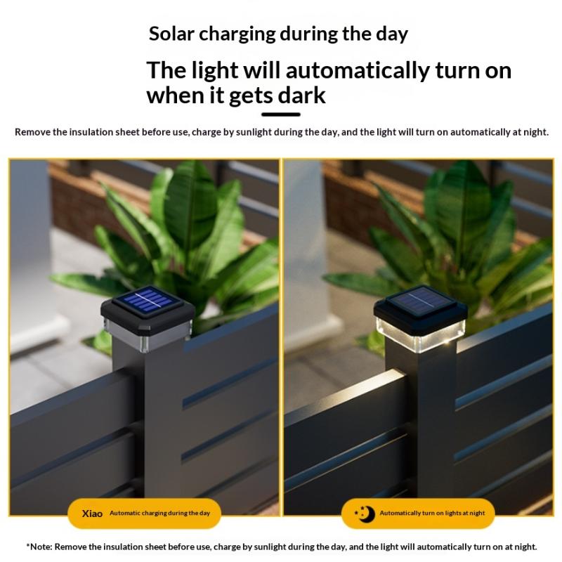1Pcs Ip65 Waterproof Solar Fence Lamp Solar Led Light Post Cap Lights Led Fence Lighting Fence Warm White Home Garden Decoration