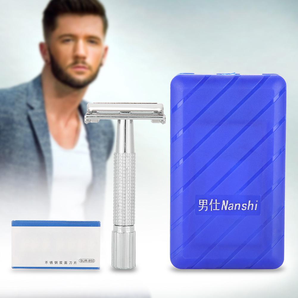 Manual Mens Razor Classic Straight Double Edge Blade Beard Shaver with Case