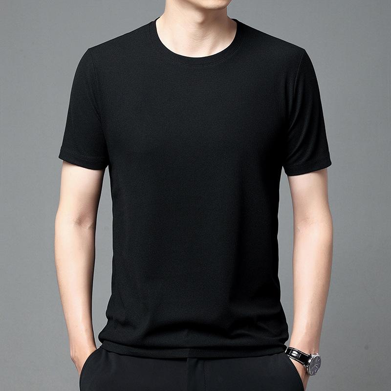 2024 New Summer Waffle Round Neck Short Sleeved T-shirt for Mens Short Sleeved Top