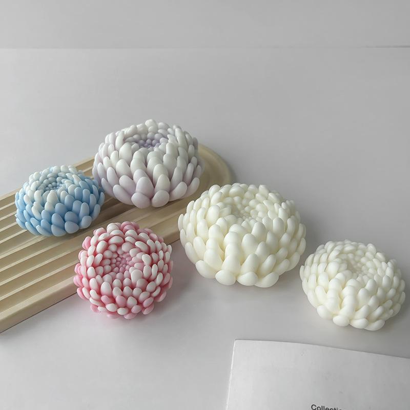 Moule Bougie Fleur de Chrysanthème en Silicone pour Diffuseur en Plâtre Fabrication de Savon Moule Flexible pour Artisanat Fait Maison et Décoration Intérieure