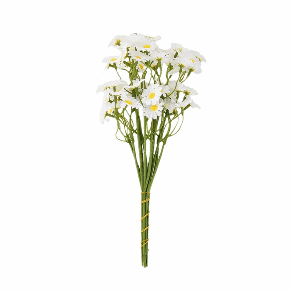 

60heads Artificial Daisy Flowers Small Artificial Daisy Fake Flower Bouquet Fade-Resistant Long Branch White Daisy Flowers