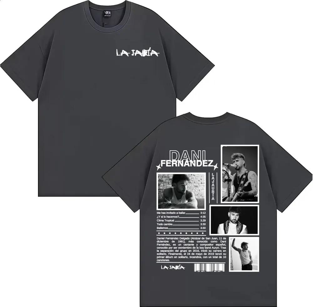 Singer Dani Fernandez La Jauria Album Tour T Shirts Men Women Casual Cotton Short Sleeve T-shirt Fashion Retro Oversized T Shirt