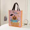 Halloween Party Bags - Non-Woven Fabric Gift Bags with Pumpkin, Grimace, Cat, Bats, Candy Designs - Sturdy Handles for Trick
