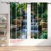 2pcs   Creative Curtains  print Mountain Rocks_ Flowing Water_ Lake_ River_ Green Forest_ Trees Nature Scene Versatile