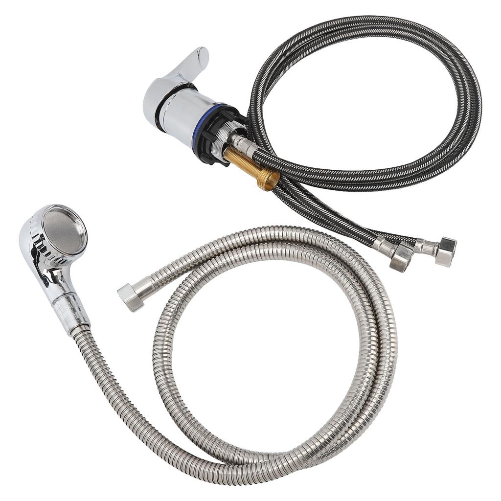Grifo para Lavabo de Peluquería Mezclador de Agua Caliente Fría Kit de Rociador Tamaño M con Tubo de Grifo de 70 cm Manguera Suave de 120 cm