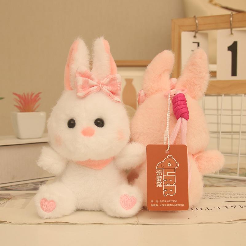 Internet Celebrity Cute Bunny Pendant Plush Toy Doll Cream White Rabbit Bag Pendant Keychain Doll Doll