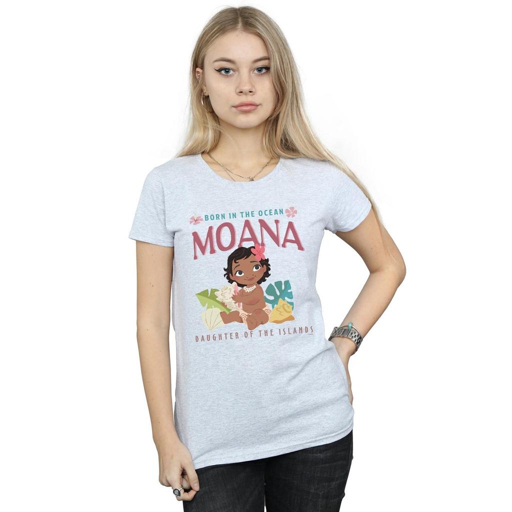 Disney Womens/Ladies Moana Born In The Ocean Cotton T-Shirt
