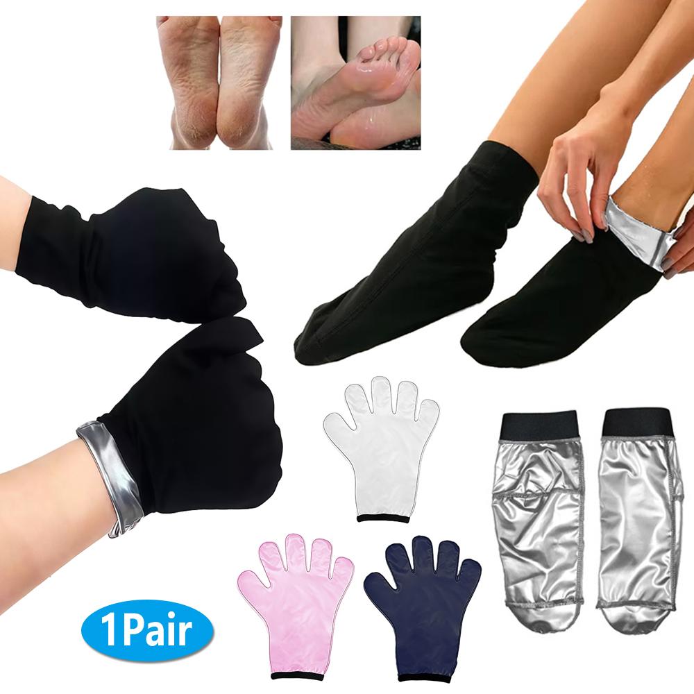 1Pair Sauna Gloves & Socks, Shower Reusable Workout Sweat Gloves for Home Bathing Sports Women Men Steam Room for Dry Hand Foot