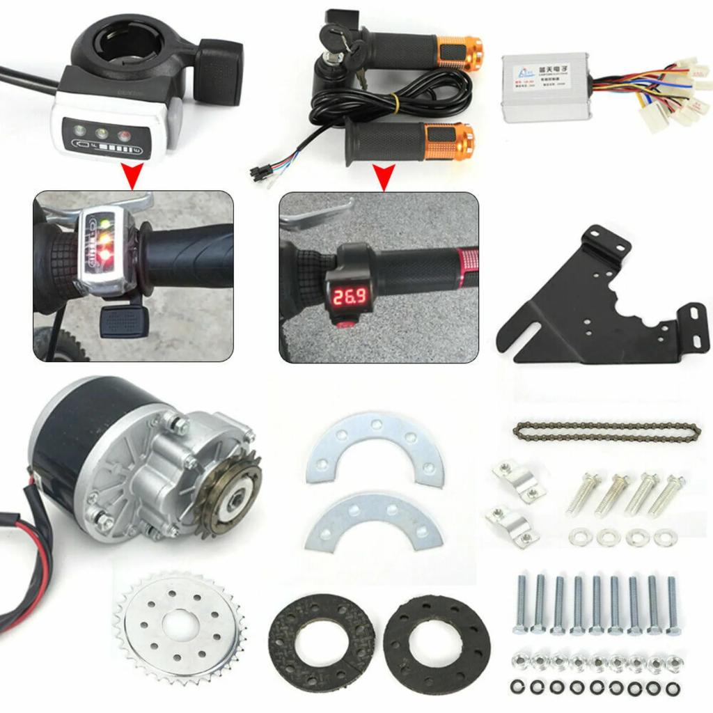 350W Elektrická sada pro přestavbu jízdního kola, 36V kartáčový motor pro horské kolo, Instaluje se s volnoběžkou, Digitální zobrazovací systém pro dospělé