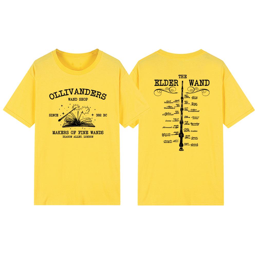Ollivanders Wand Shop Trička Wizard Book Shop Trička Magic Wand Trička Krátký rukáv Vintage Unisex Grafická trička HP Fan Gift