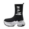Fashion 6cm Synthetic Cloth Streth Knitted Fabric British Fashion Women Platform Wedge Autumn Spring Boots Knee High Boots Shoes