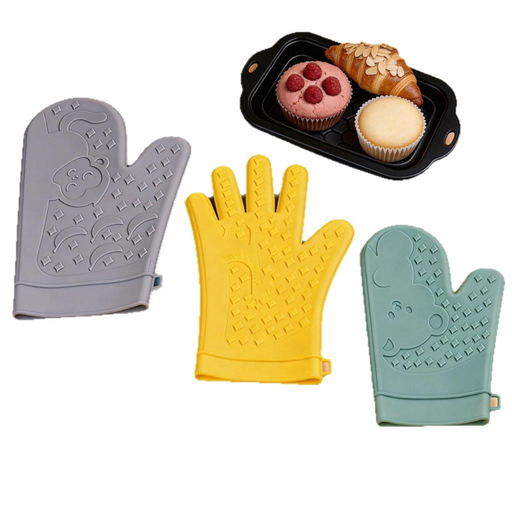 Silicone Heat-Resistant Oven Mitts and Pot Holders