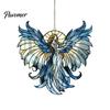 Religious Wall Art Ornament Guardian Angel Acrylic Suncatcher, Stained Glass Effect Window Hanging Ornament, 2D Flat Lightweight Shatterproof