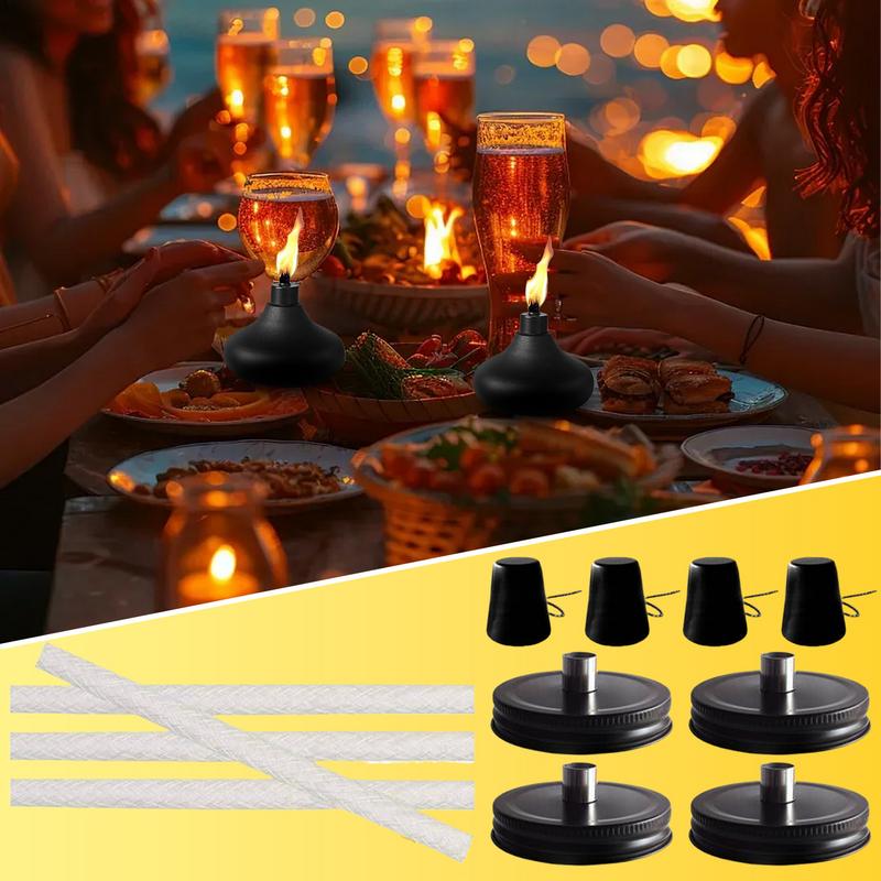 Lámpara de Mesa Citronela Fibra de Vidrio Mechas Decorativa Exterior Larga Duración Acero Inoxidable Tapa Decoración Jardín Para Adultos