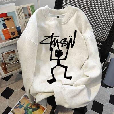 Unisex Heather Gray Fleece-Lined Cotton Sweatshirt - American Street Style, Autumn/Winter