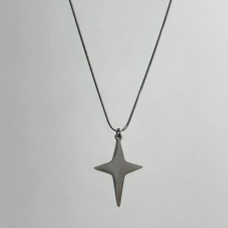 Simple Four Pointed Star Necklaces for Women Girls Cross Pendant Necklace Crucifix Choker Necklace Party Jewelry Gifts