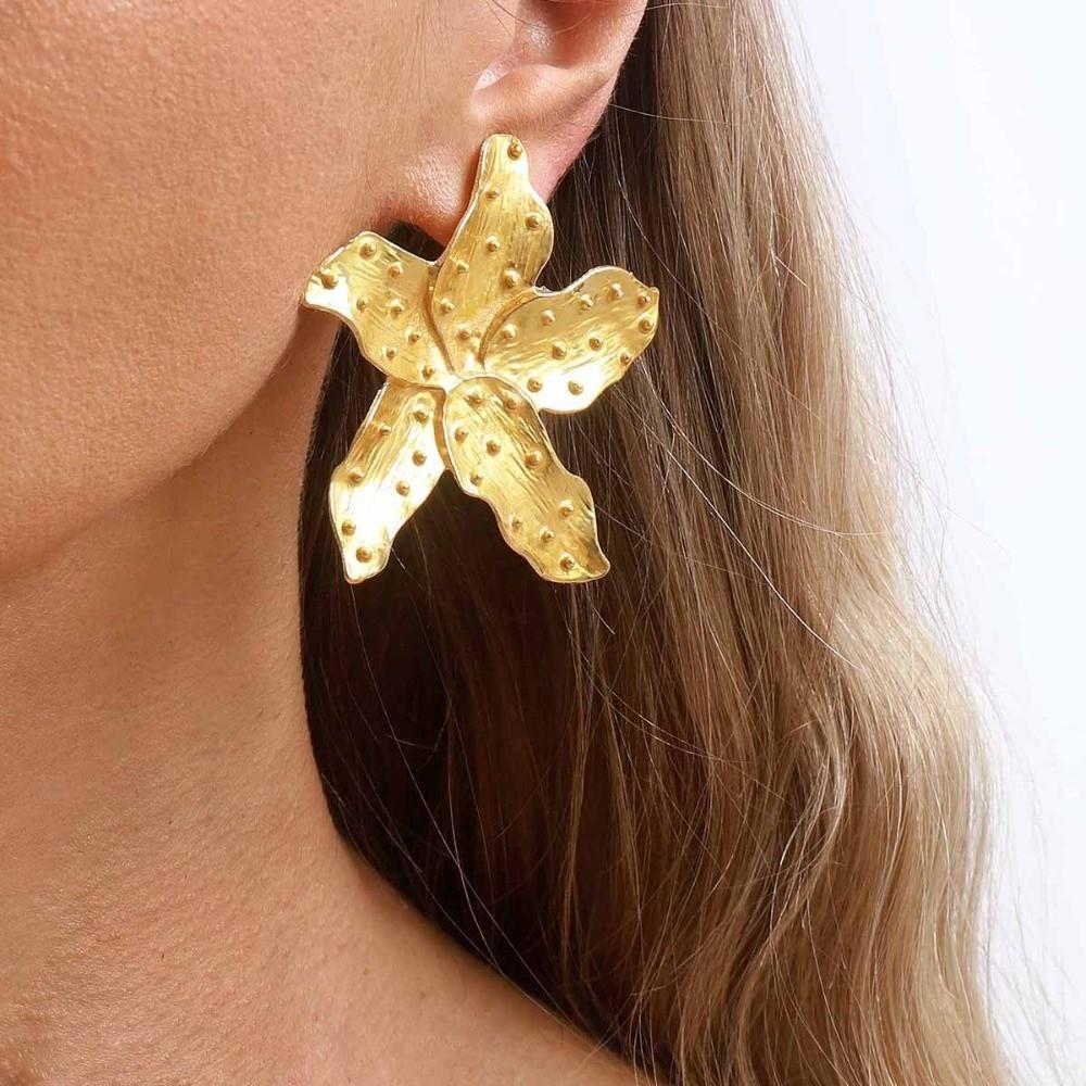 Temperament Enamel Earrings Fairy Ear Studs Jewelry Large Flower Earrings Bride