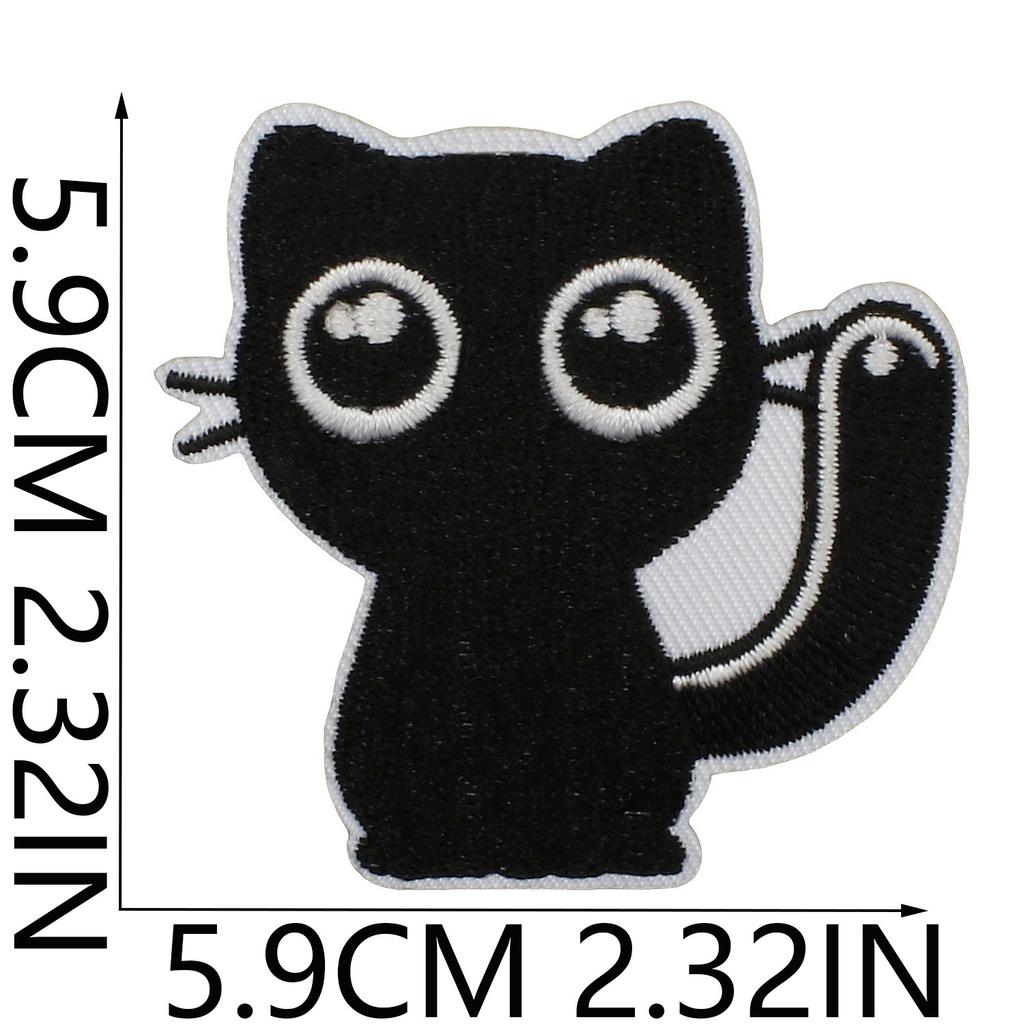 Englisches Alphabet Stickerei Stoff Aufkleber Schwarze Katze Aufnäher Aufkleber Kleidung Dekoration Frosch Orang-Utan Computer Stickerei Siegel Junge