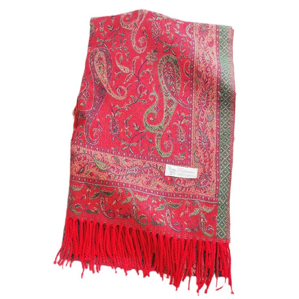 New Vintage Ethnic Style Women's Shawl for Travel In Dali, Yunnan Core-spun Yarn Jacquard Thickened Tassel Scarf
