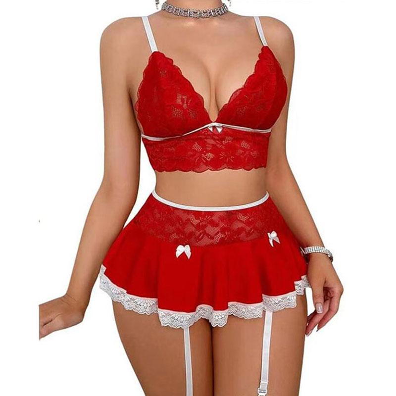 Transparent Lace Lingerie Everyday Underwear Patchwork Matching Sexy Outfits For Woman Cosplay Costume Erotic Set