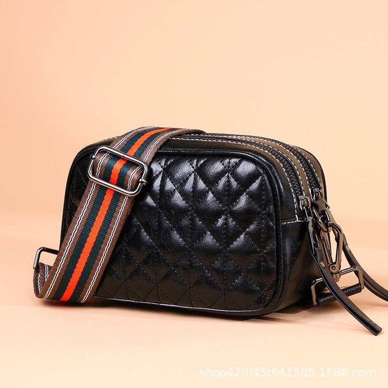 Bag Women's Bag Fashion Leather Shoulder Bag Casual Diamond Check Crossbody Bag Women's Fashion