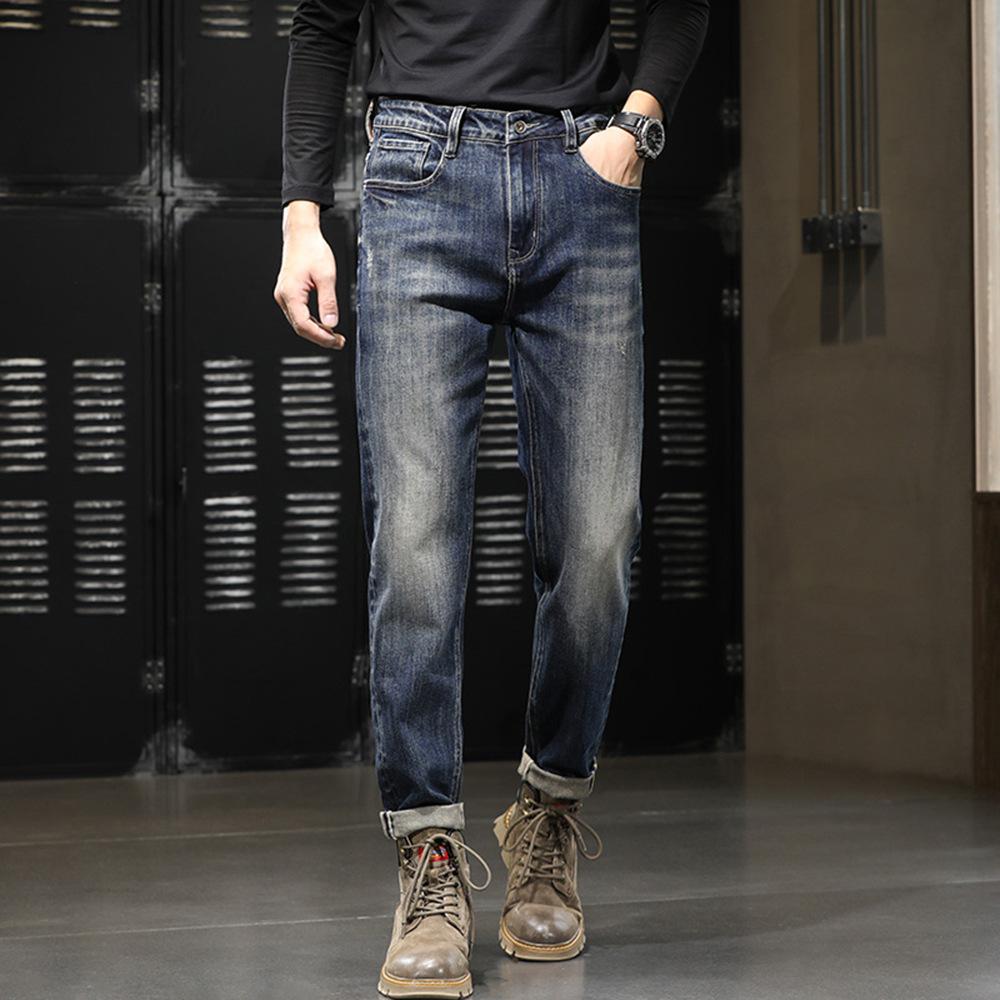 Elastic jeans men's American classic retro new loose straight trendy pants men's casual denim trousers men