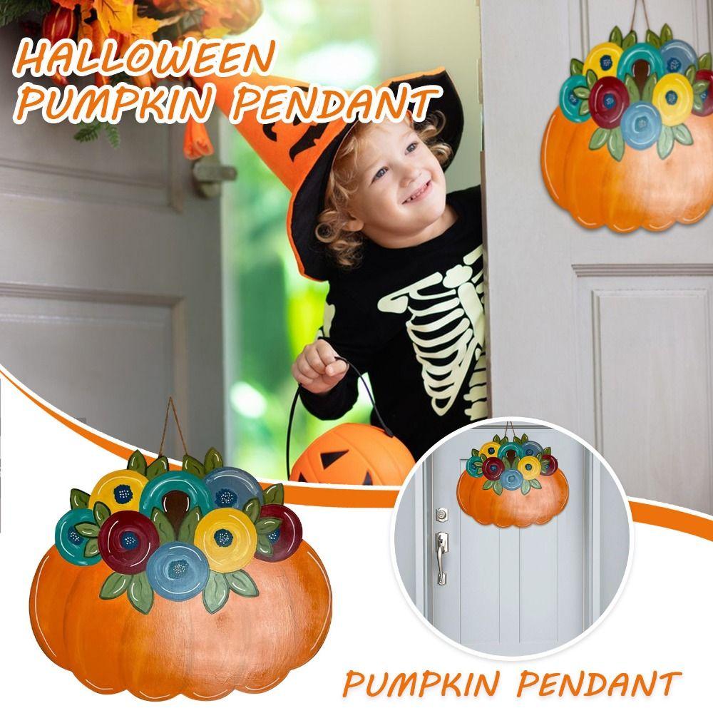 With Rope Wooden Pumpkin Door Plate Reusable Halloween Hanging Ornaments  Layout Decor