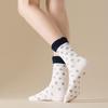 Women's Spring and Autumn Puffed Lace Mid-calf Socks Polka Dot Boneless Pile Socks Cotton Autumn and Winter Socks