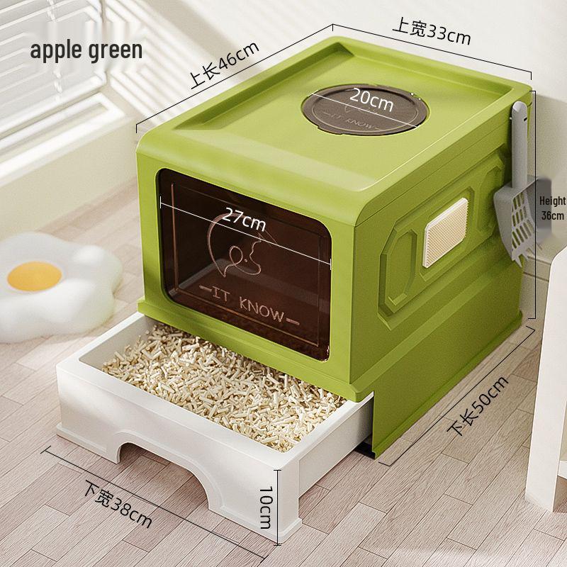 Pull-Out Cat Litter Box with Odor-Blocking Drawer and Full Enclosure
